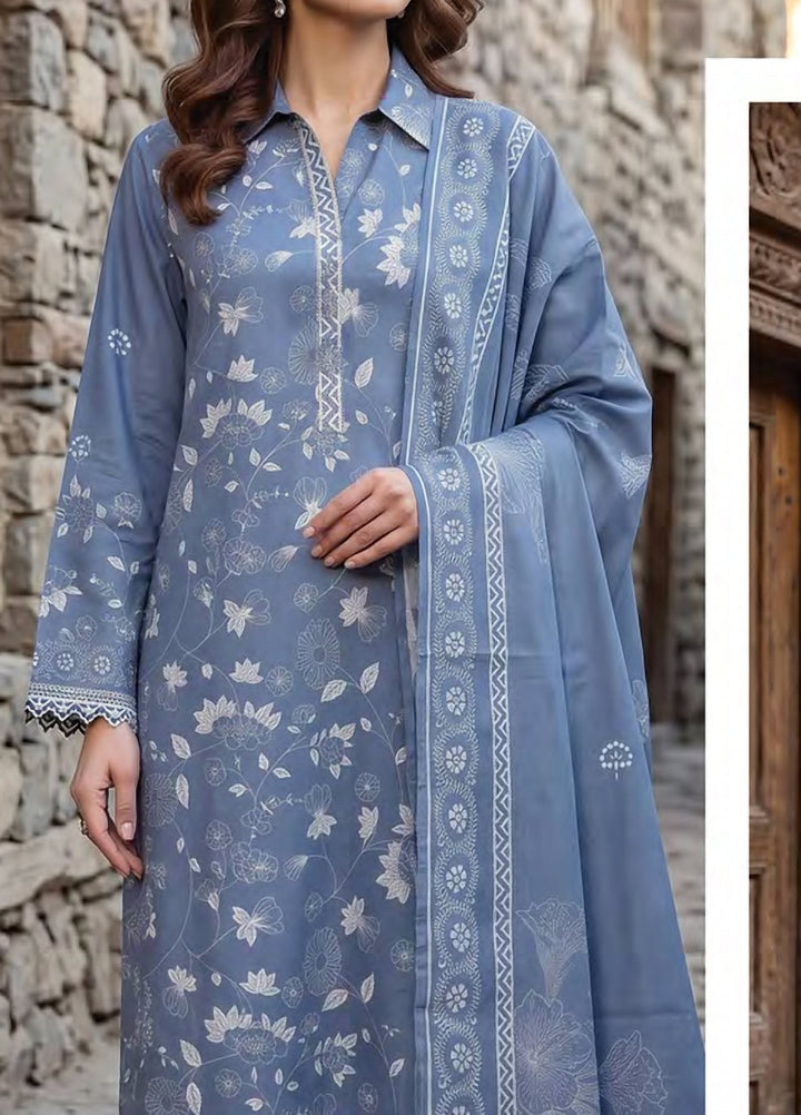 Lakhany Unstitched Printed Pashmina 3 Piece Suit LSM26UP LG-SG-0163-B - Casual Collection