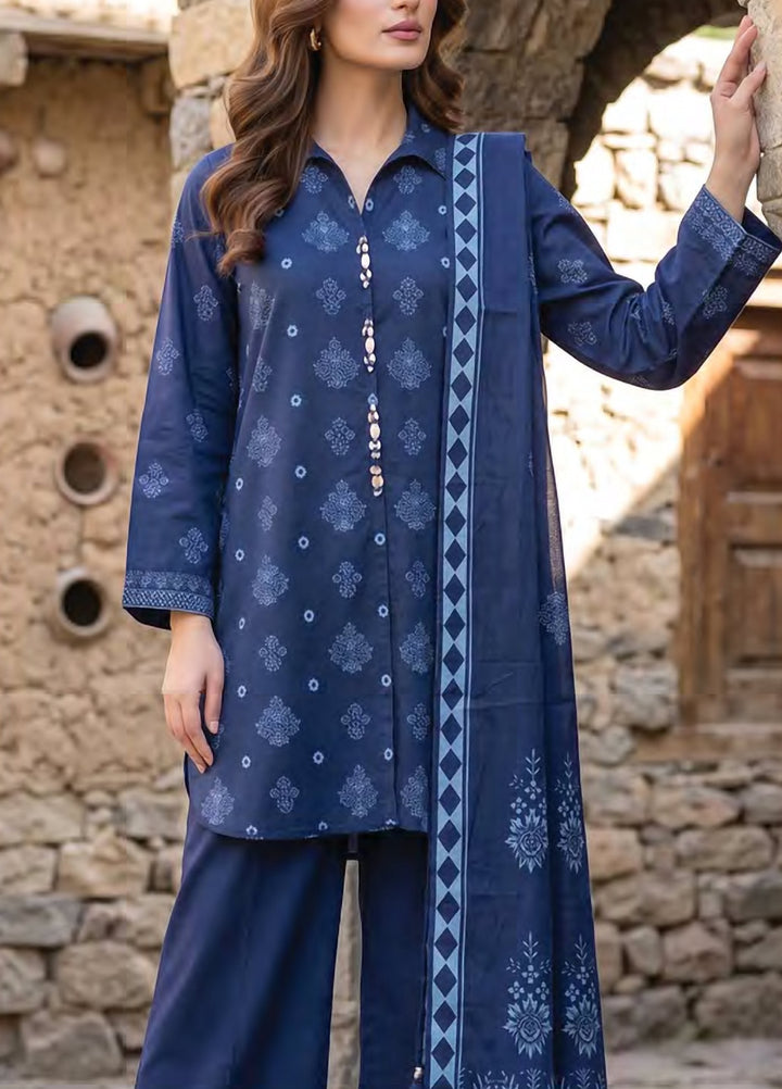 Lakhany Unstitched Printed Pashmina 3 Piece Suit LSM26UP LG-SG-0164-B - Casual Collection