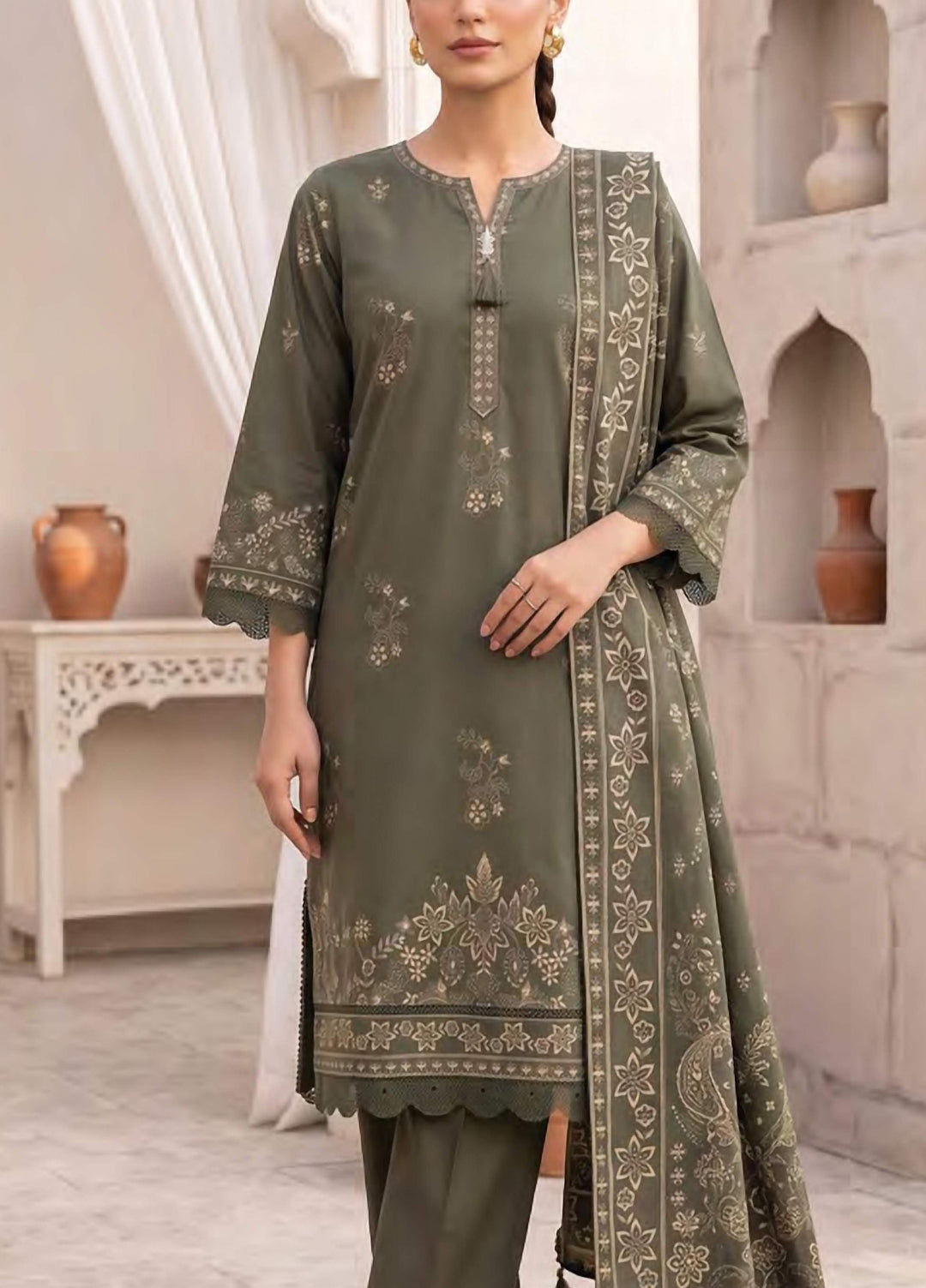 Lakhany Unstitched Printed Cashmi Wool 3 Piece Suit LSM26UCW LG-SG-0165-B - Casual Collection