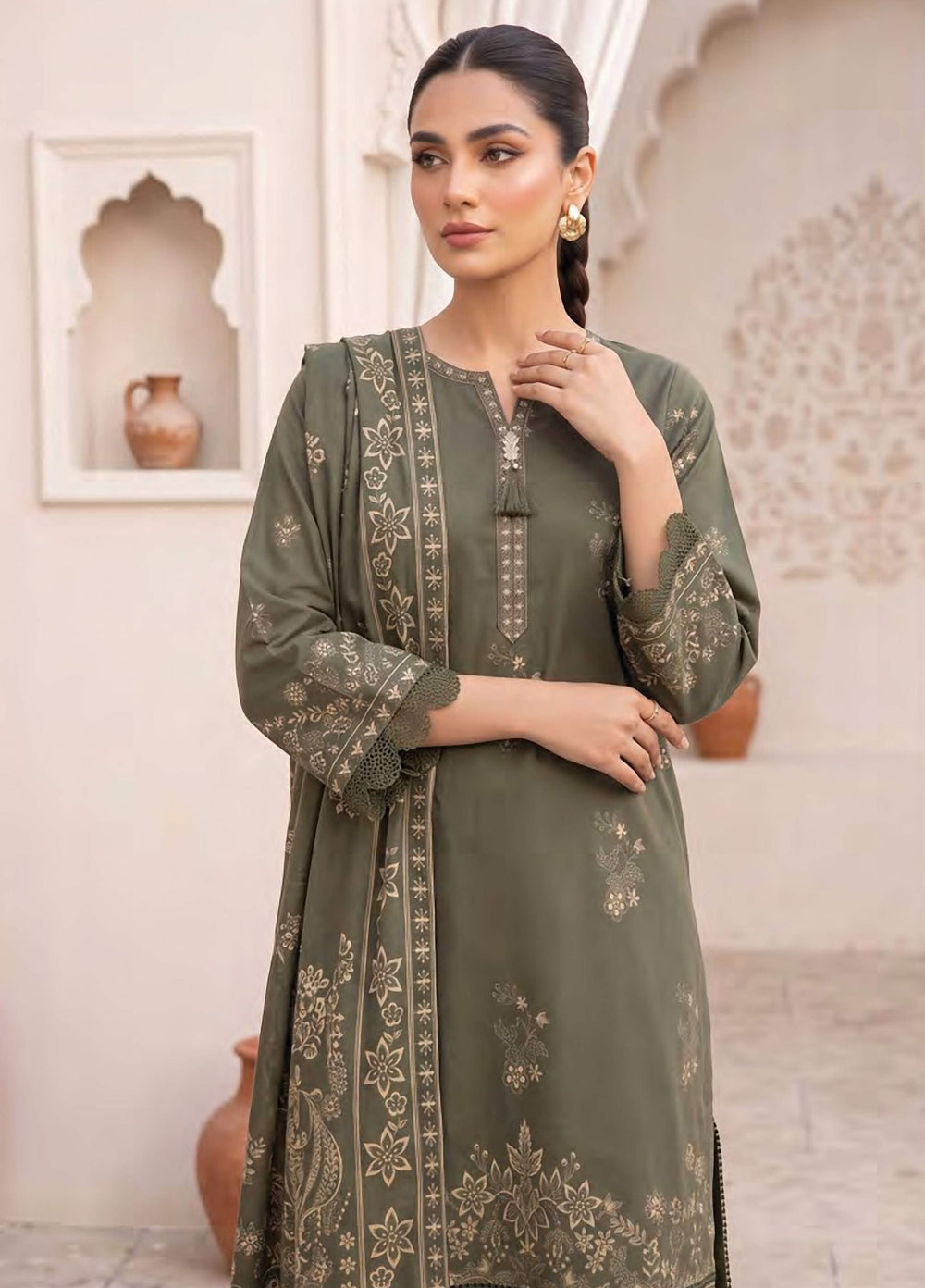 Lakhany Unstitched Printed Cashmi Wool 3 Piece Suit LSM26UCW LG-SG-0165-B - Casual Collection