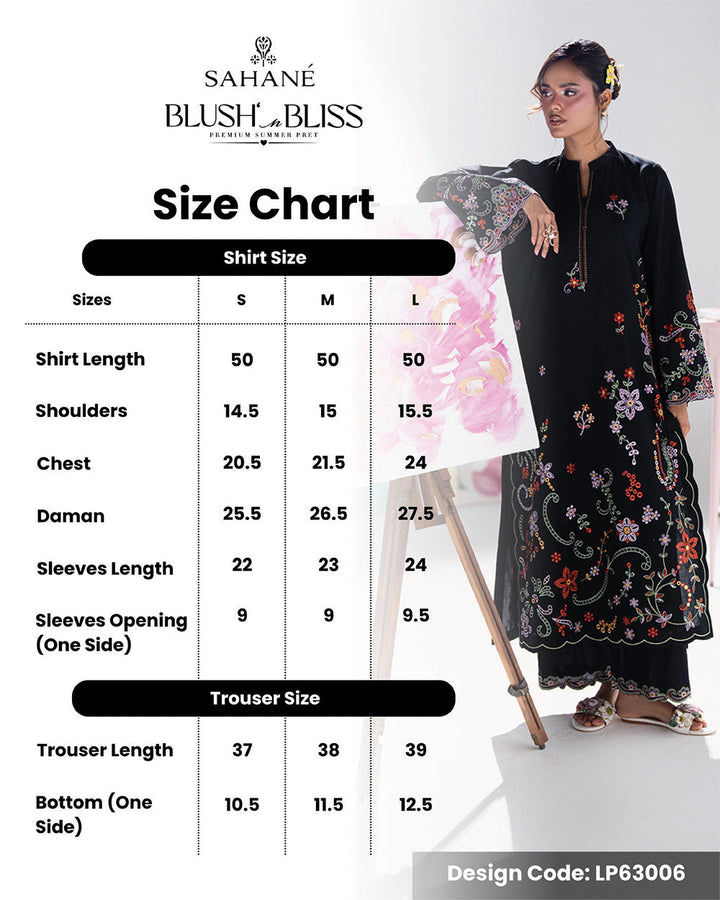 Blush N Bliss by Sahane Women RTW Embroidered Lawn 2 Piece Suit Midnight Petal LP63006 Casual Collection