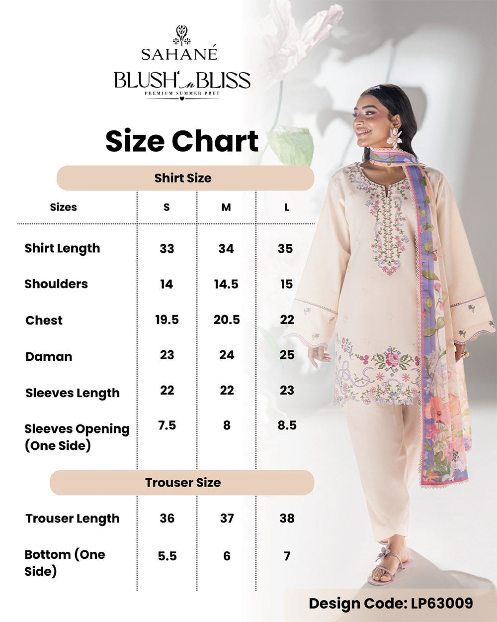 Blush N Bliss by Sahane Women RTW Embroidered Dobby Lawn 3 Piece Suit Sugar Bloom LP63009 Casual Collection