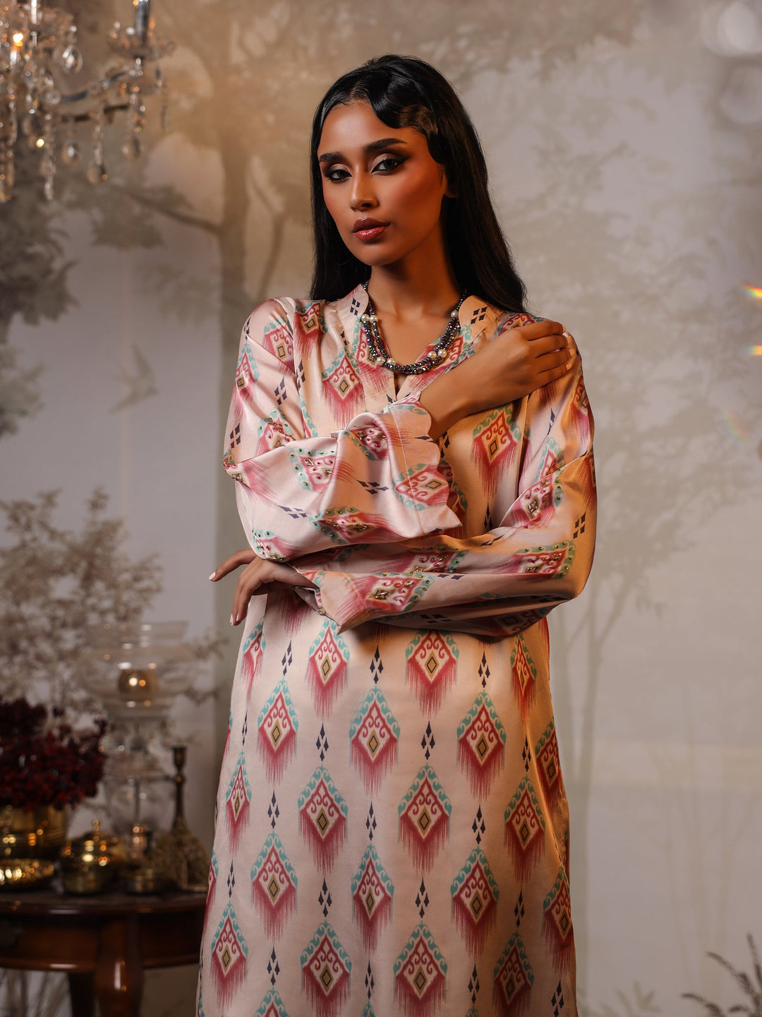Salitex Women Printed Silk 1 Piece Shirt LPS23CH002 - Winter Collection