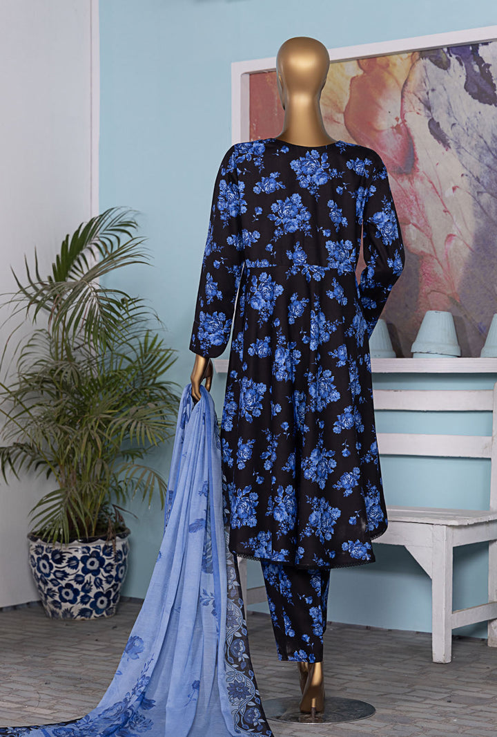 HZ Textiles Digital Printed Unstitched Linen 3 Piece Suit LWP-1312 - Winter Collection
