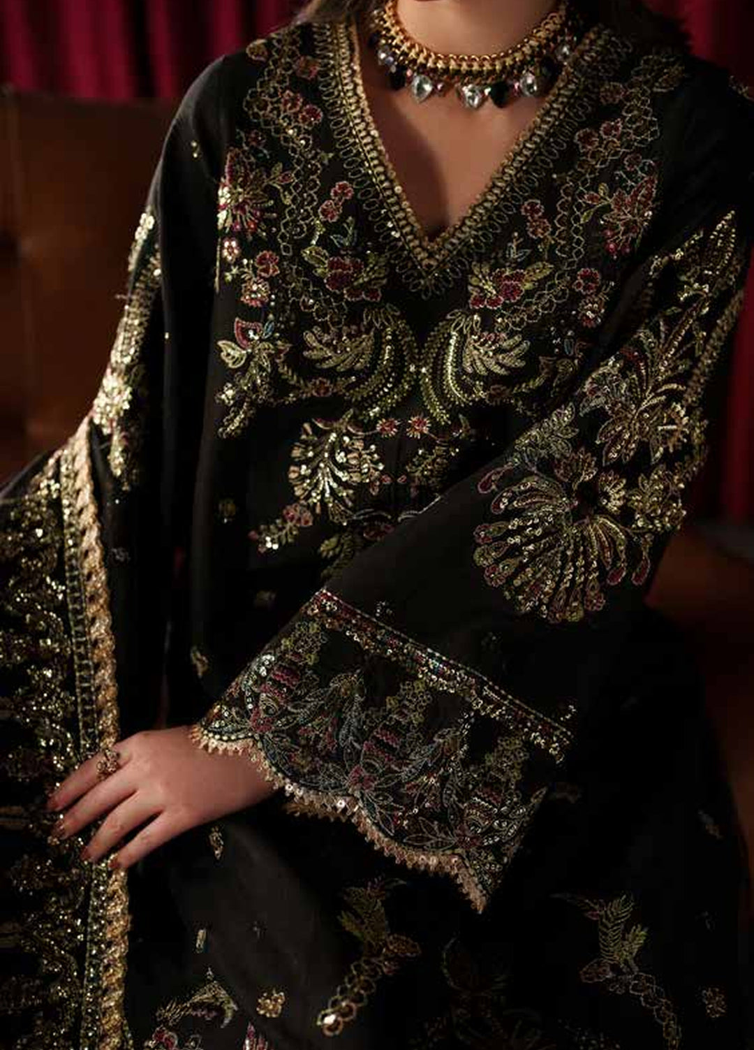 Verve Silk Edit by Emaan Adeel Unstitched Embroidered Raw Silk 3 Piece Suit EA26UVF Luce - Festive Collection