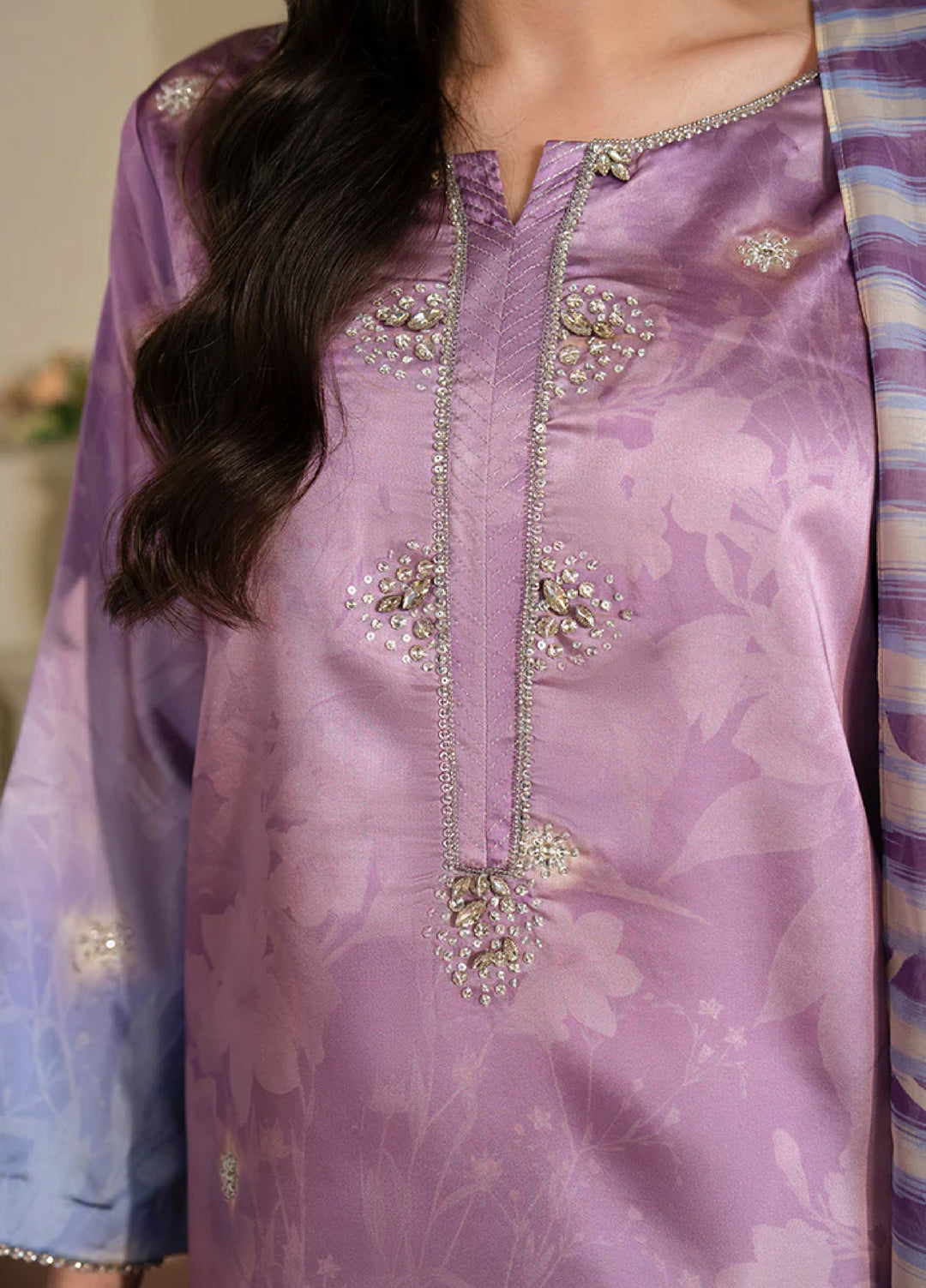 Celeste by Imrozia Pret Embroidered Shamooz Silk 3 Piece SP-102 Luna