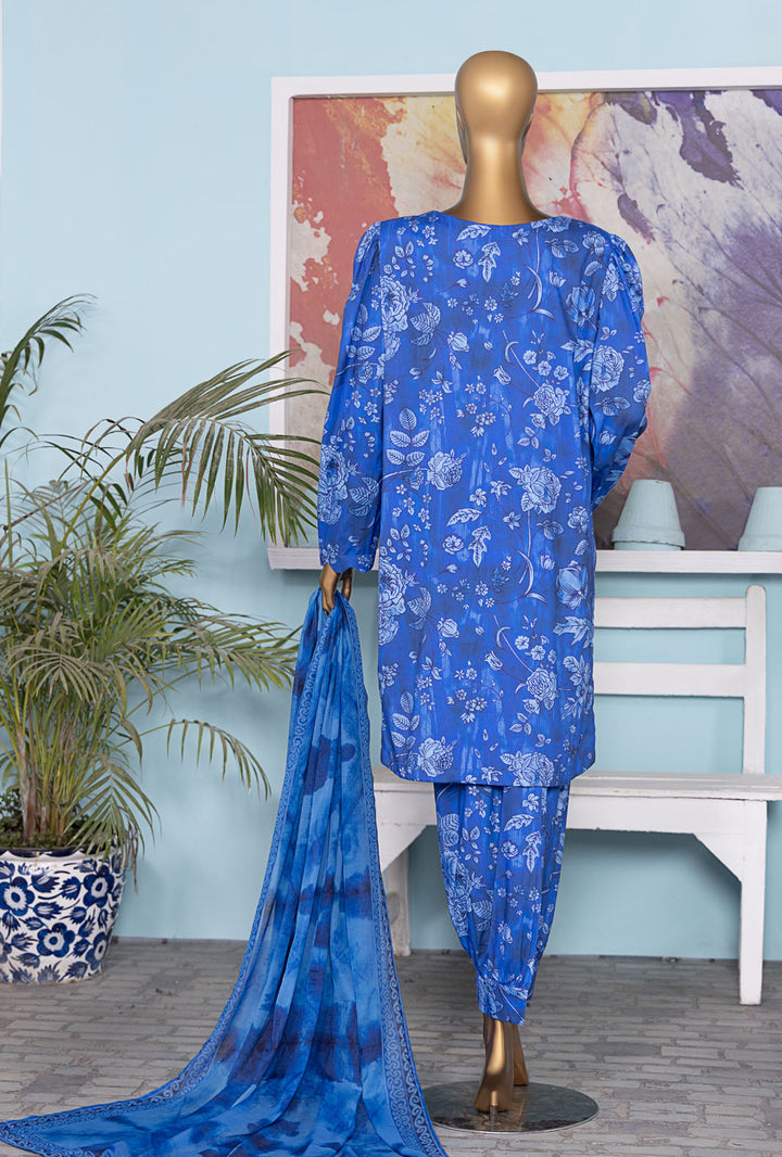 HZ Textiles Digital Printed Unstitched Linen 3 Piece Suit LWP-1311 - Winter Collection