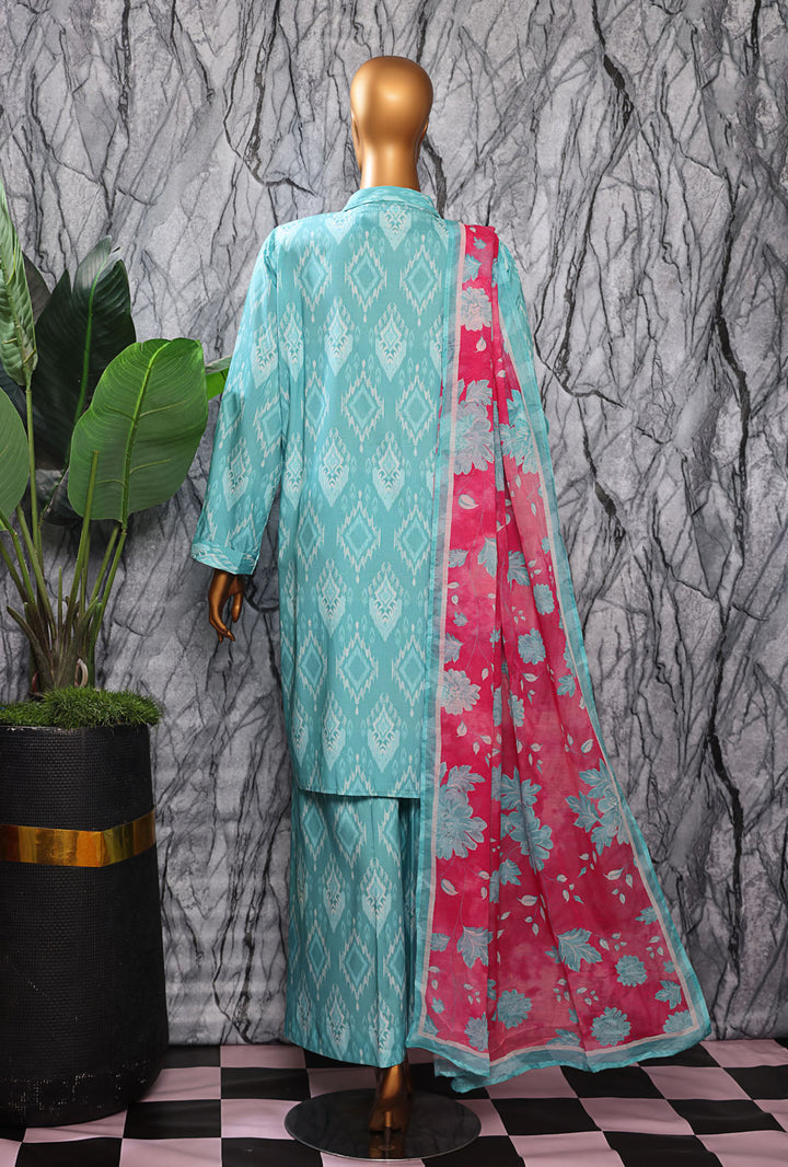 HZ Textiles Digital Printed Unstitched Linen 3 Piece Suit LWP-1313 - Winter Collection