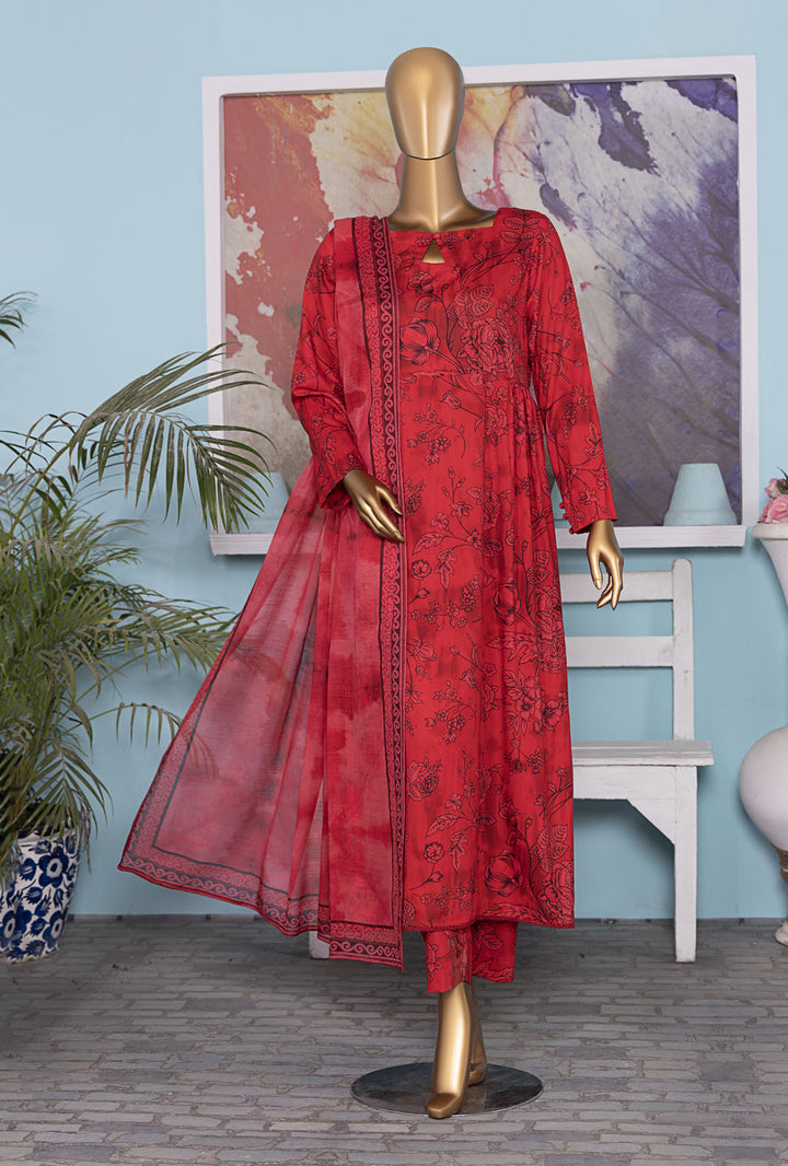 HZ Textiles Digital Printed Unstitched Linen 3 Piece Suit LWP-1314 - Winter Collection