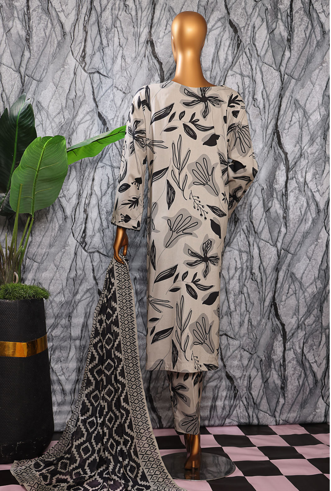 HZ Textiles Digital Printed Unstitched Linen 3 Piece Suit LWP-1315 - Winter Collection