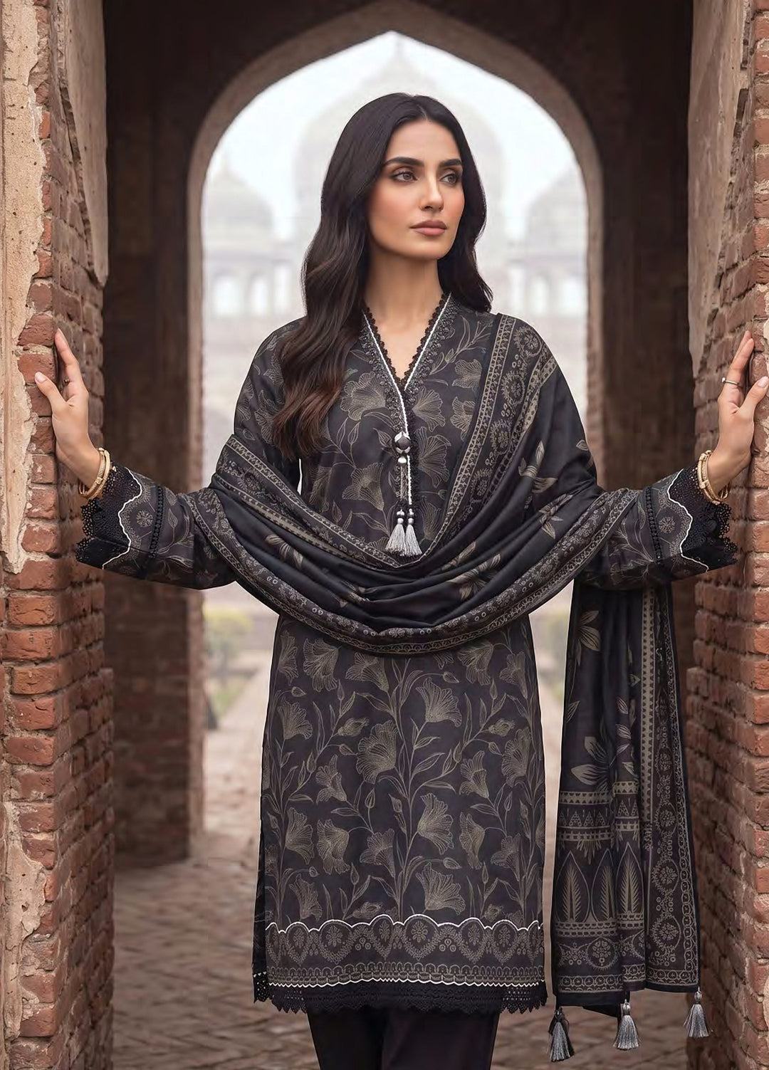 Cashmi by Lakhany Unstitched Printed Wool 3 Piece Suit LSM26UC LG-RK-0198-C - Winter Collection