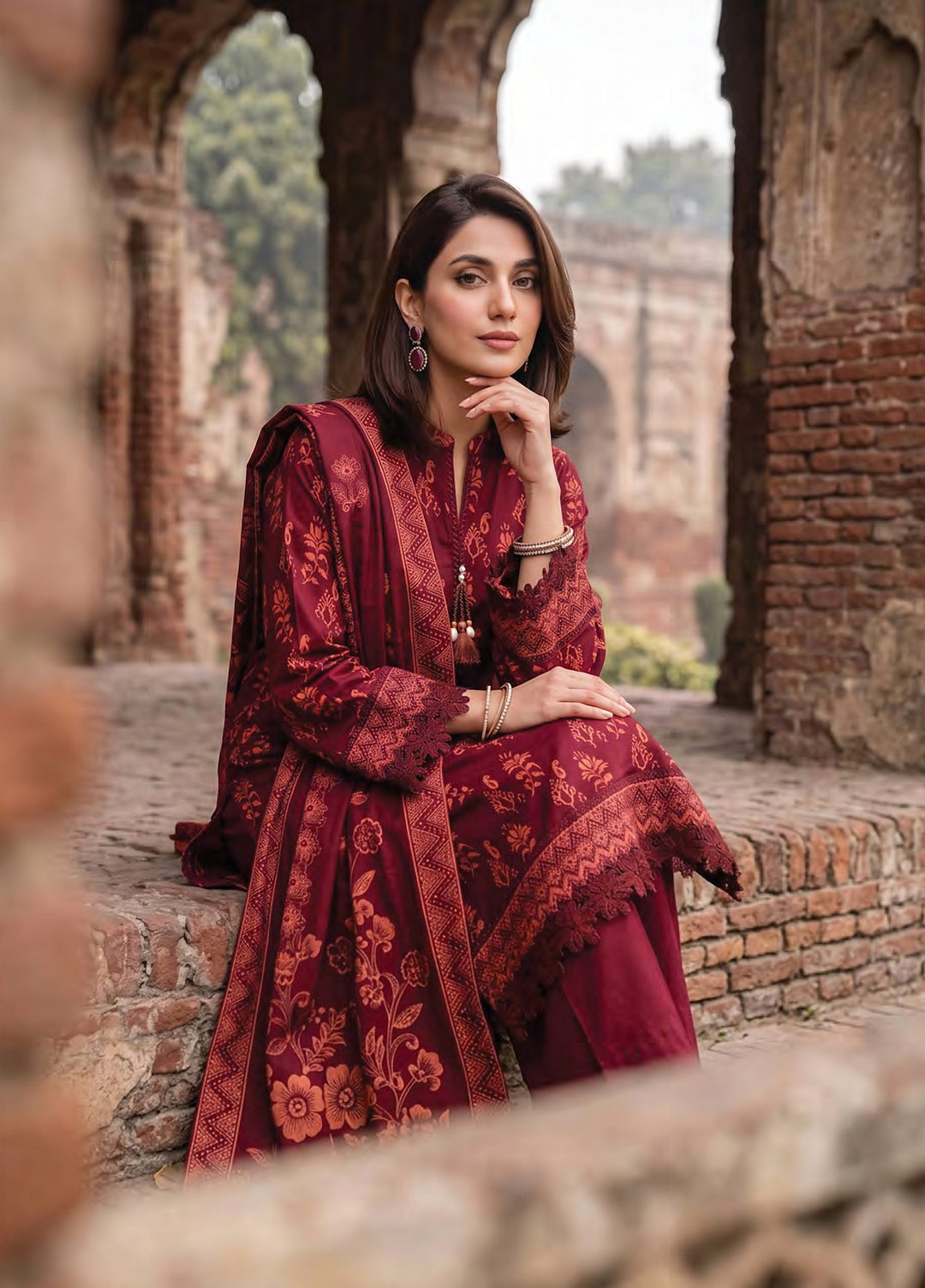 Cashmi by Lakhany Unstitched Printed Wool 3 Piece Suit LSM26UC LG-RL-0532-A - Winter Collection