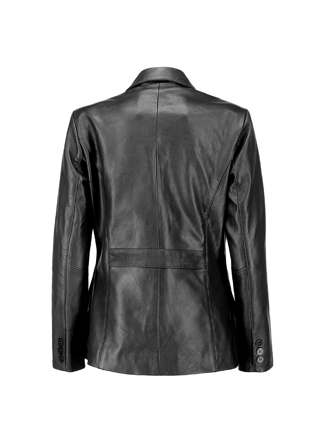 Jild Leathers Classic 2-Button Lambskin Leather Blazer Women-Black - Blazers And Coats Collection