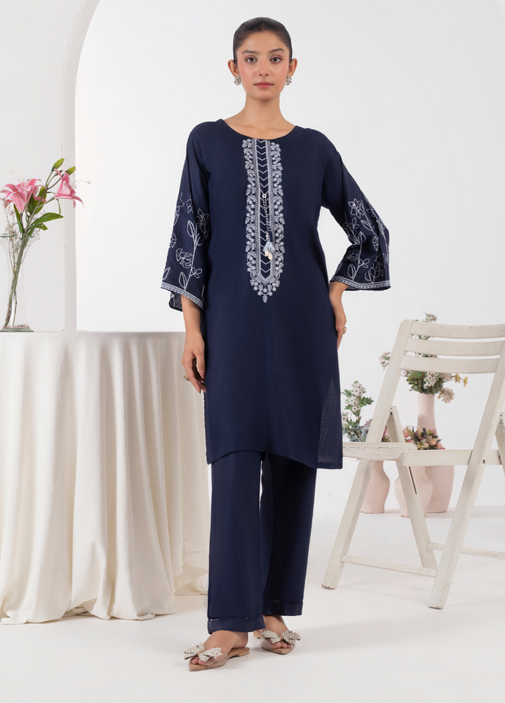 Lamhay by Haniya Mahnoor Pret Embroidered Linen 2 Piece Suit Blue Light