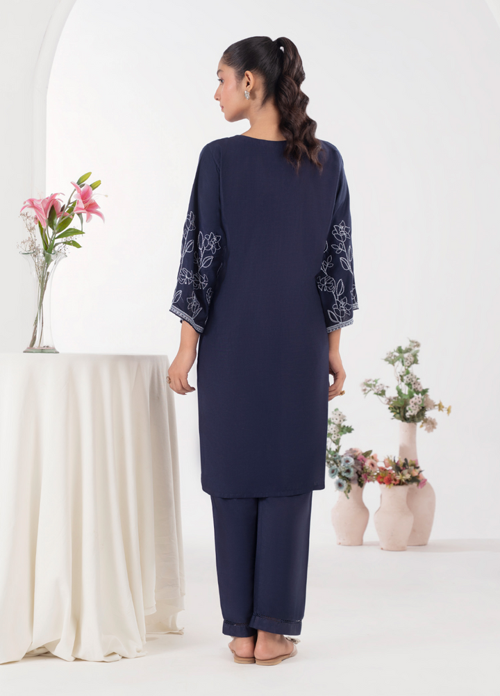 Lamhay by Haniya Mahnoor Pret Embroidered Linen 2 Piece Suit Blue Light