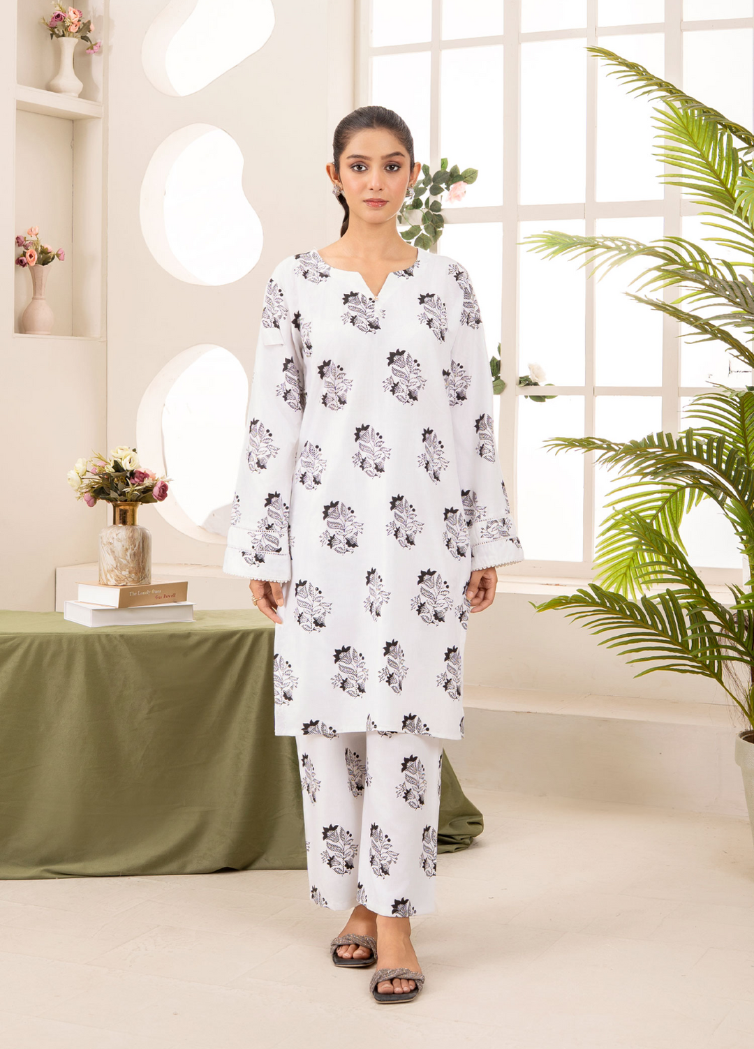 Lamhay by Haniya Mahnoor Pret Embroidered Linen 2 Piece Suit Swan