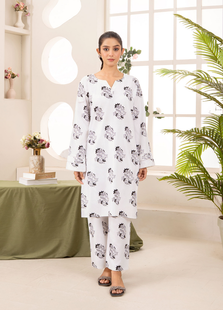 Lamhay by Haniya Mahnoor Pret Embroidered Linen 2 Piece Suit Swan