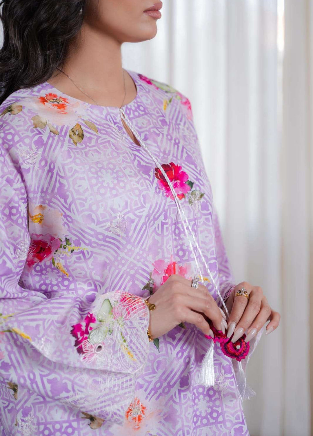 Laaleh Women RTW Embroidered Cotton 2 Piece Suit LAH26PC Lavender Haze SCL-LAVEN - Casual Collection