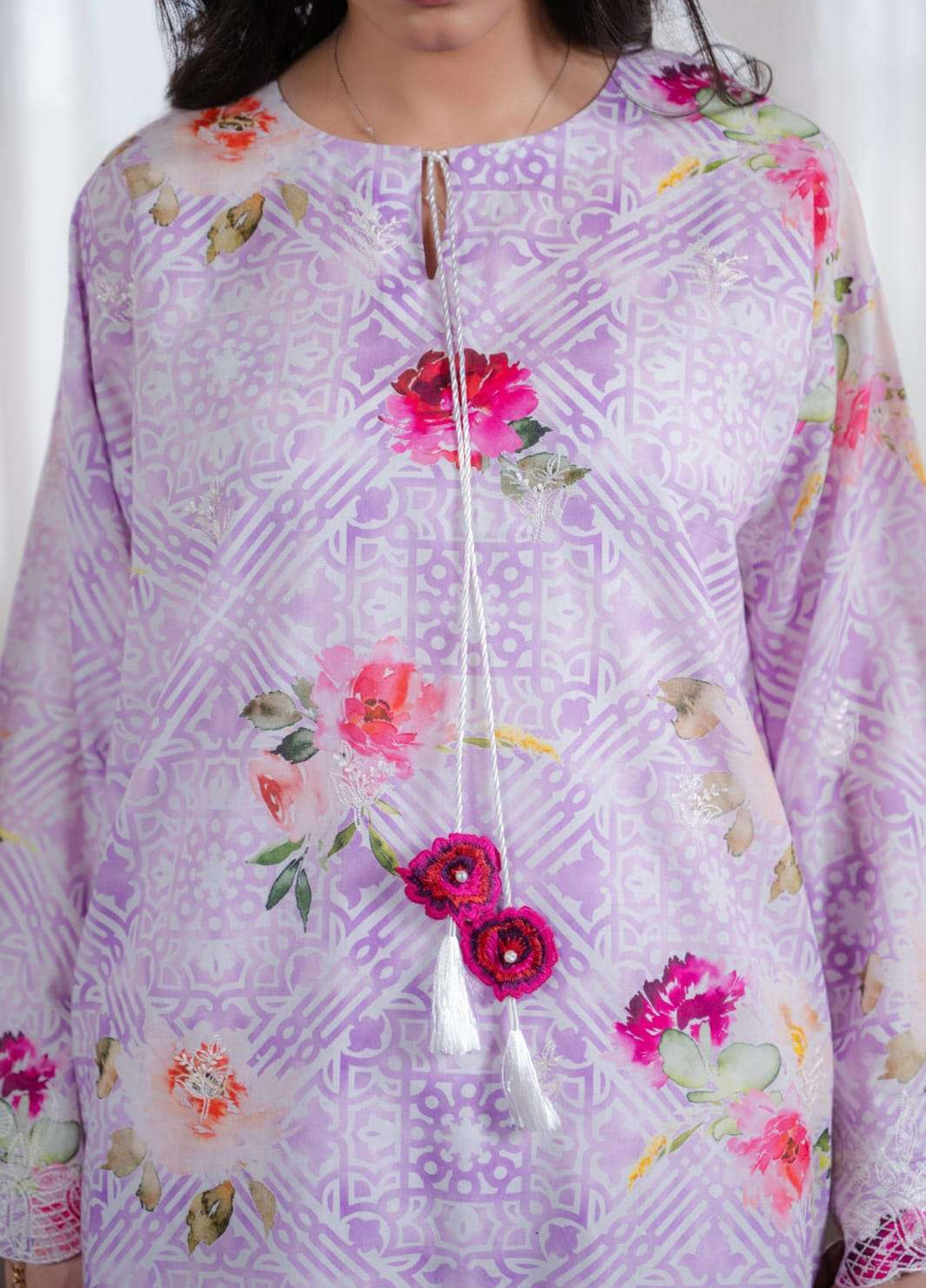 Laaleh Women RTW Embroidered Cotton 2 Piece Suit LAH26PC Lavender Haze SCL-LAVEN - Casual Collection