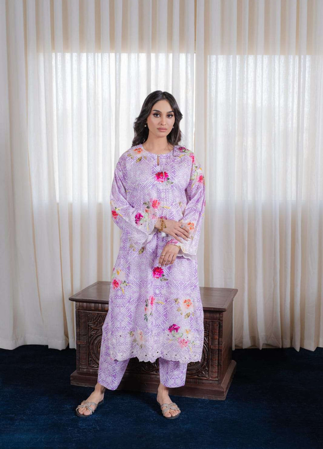 Laaleh Women RTW Embroidered Cotton 2 Piece Suit LAH26PC Lavender Haze SCL-LAVEN - Casual Collection