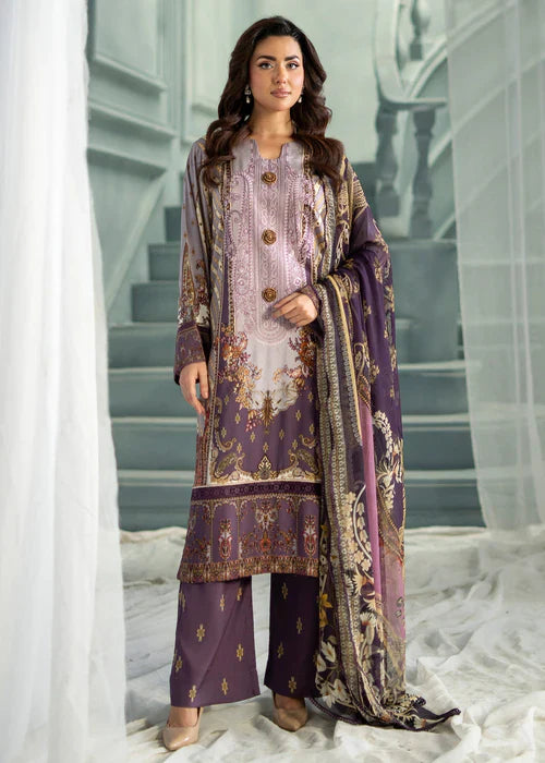 Meerak Women Embroidered Linen Lavender Dream - Winter Collection