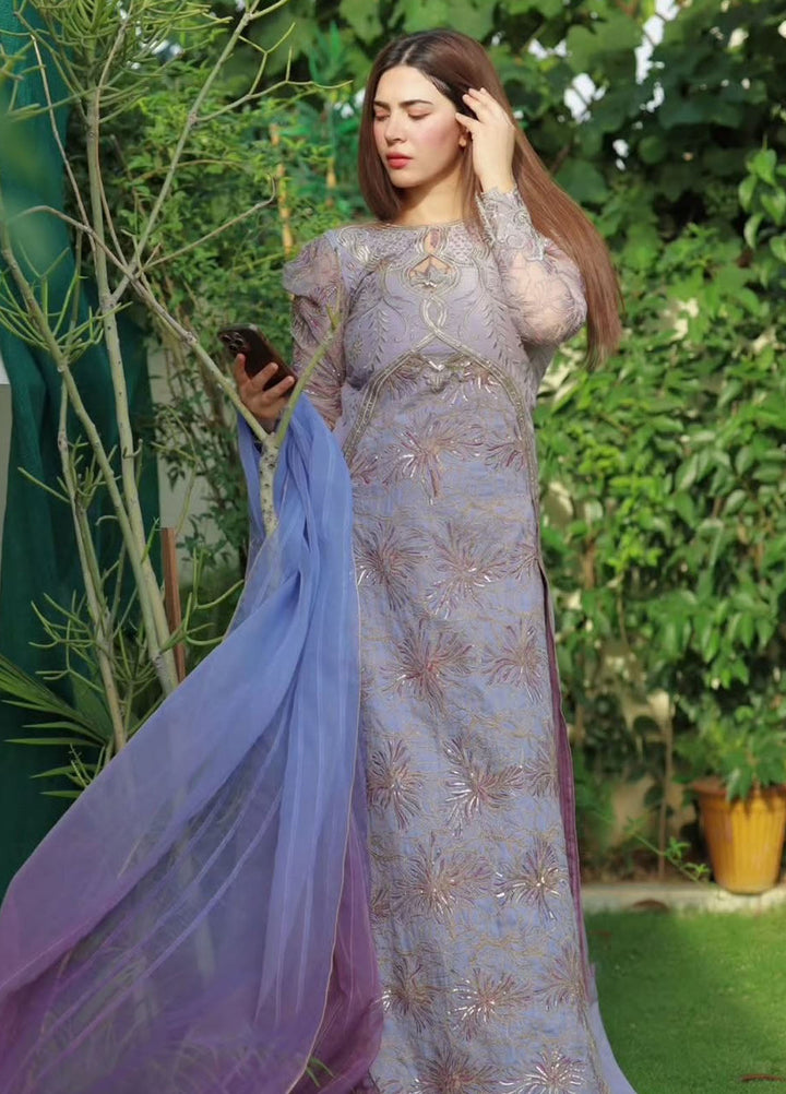 Jamnii Pret Embroidered Raw Silk 3 Piece Suit Lavender Haze