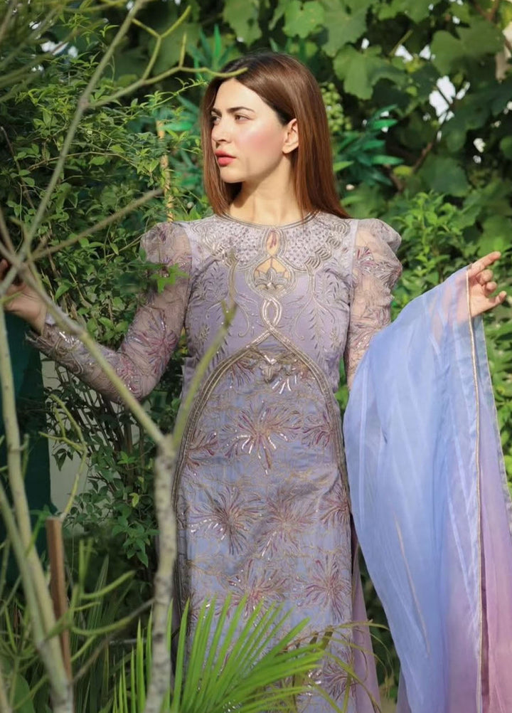 Jamnii Pret Embroidered Raw Silk 3 Piece Suit Lavender Haze