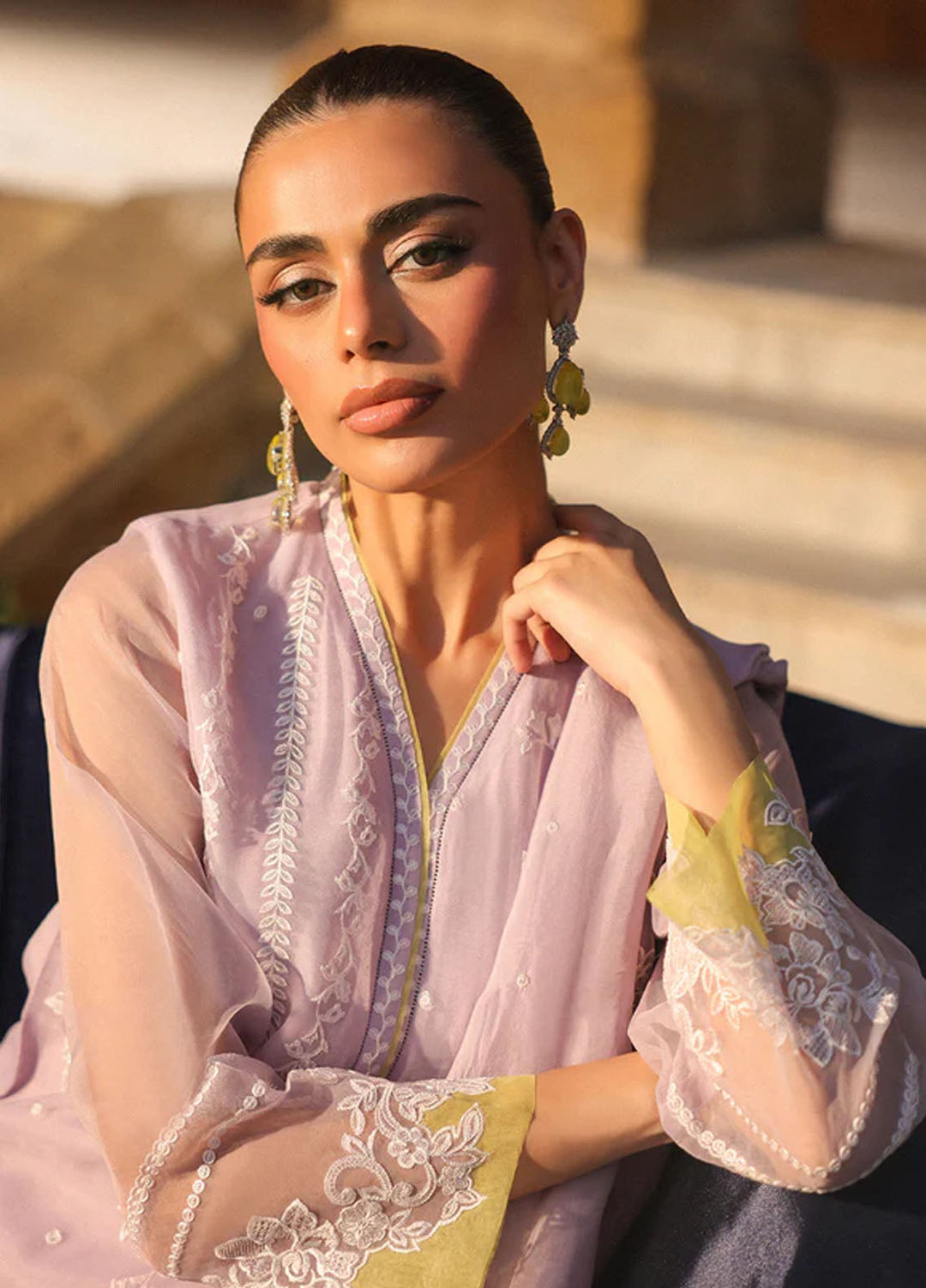 Luxe by Sahar Pret Embroidered Organza 3 Piece Lavender Muse