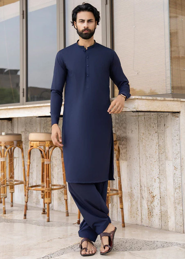 Siqafat by Buraq RTW Solids Wash N Wear 2 Piece Suit Royal Blue Casual Collection