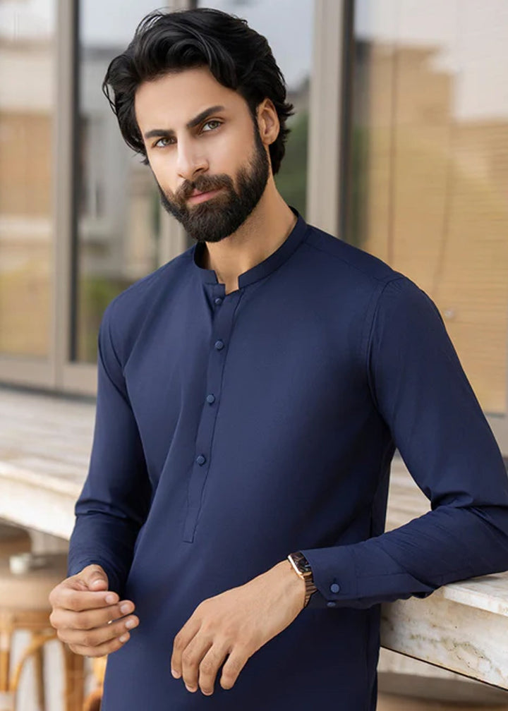Siqafat by Buraq RTW Solids Wash N Wear 2 Piece Suit Royal Blue Casual Collection