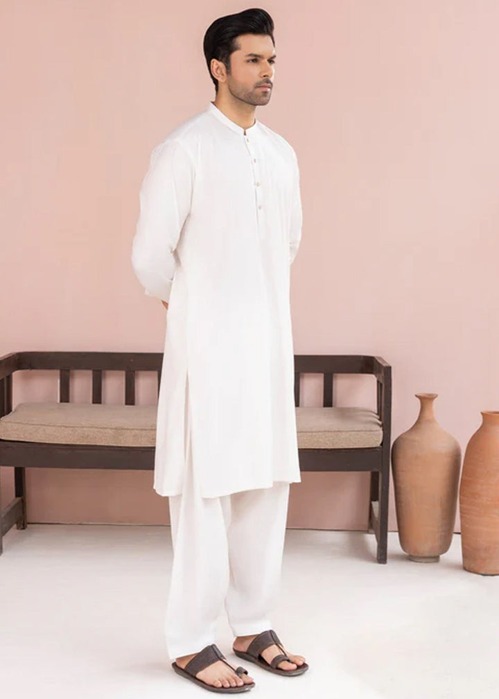 Siqafat by Buraq RTW Solids Wash N Wear 2 Piece Suit Crystal White Casual Collection