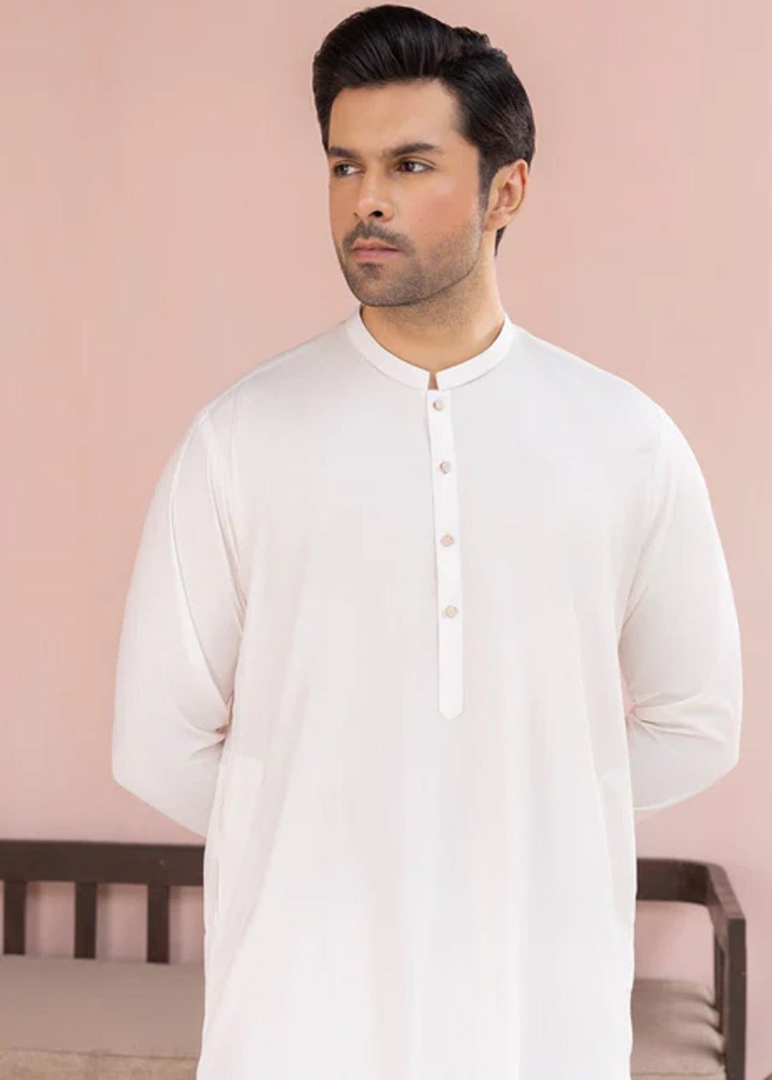 Siqafat by Buraq RTW Solids Wash N Wear 2 Piece Suit Crystal White Casual Collection