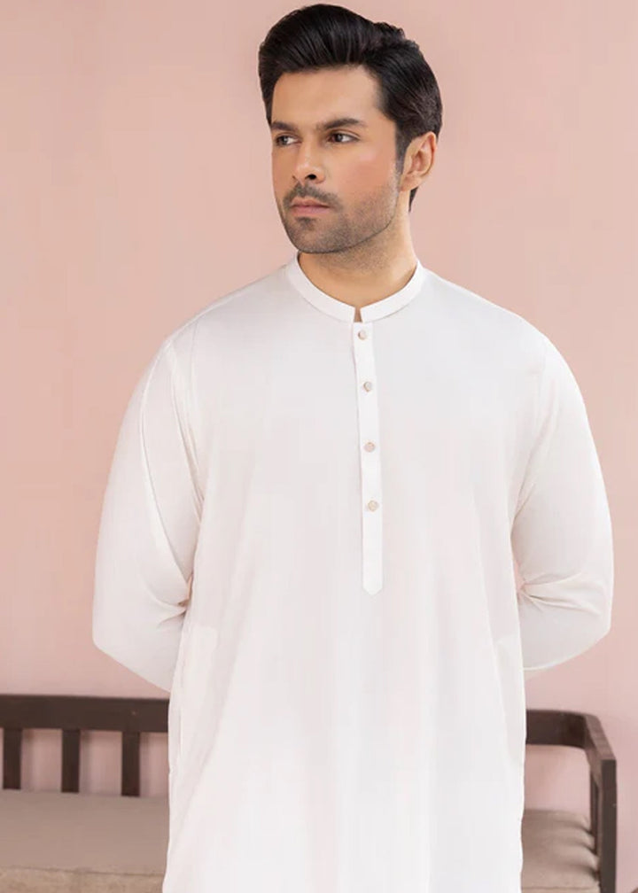 Siqafat by Buraq RTW Solids Wash N Wear 2 Piece Suit Crystal White Casual Collection