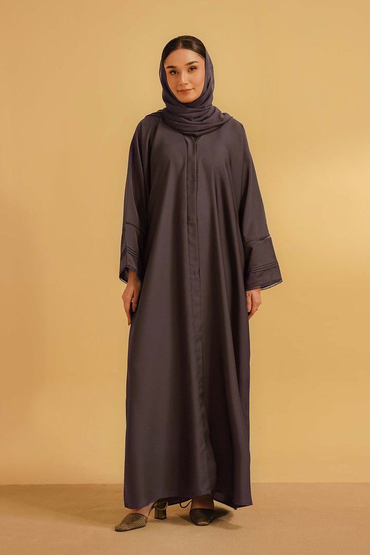 Divinely Crafted Women Pret Solids 1 Piece Georgette Basic Pleat Abaya Lavender - Summer Collection