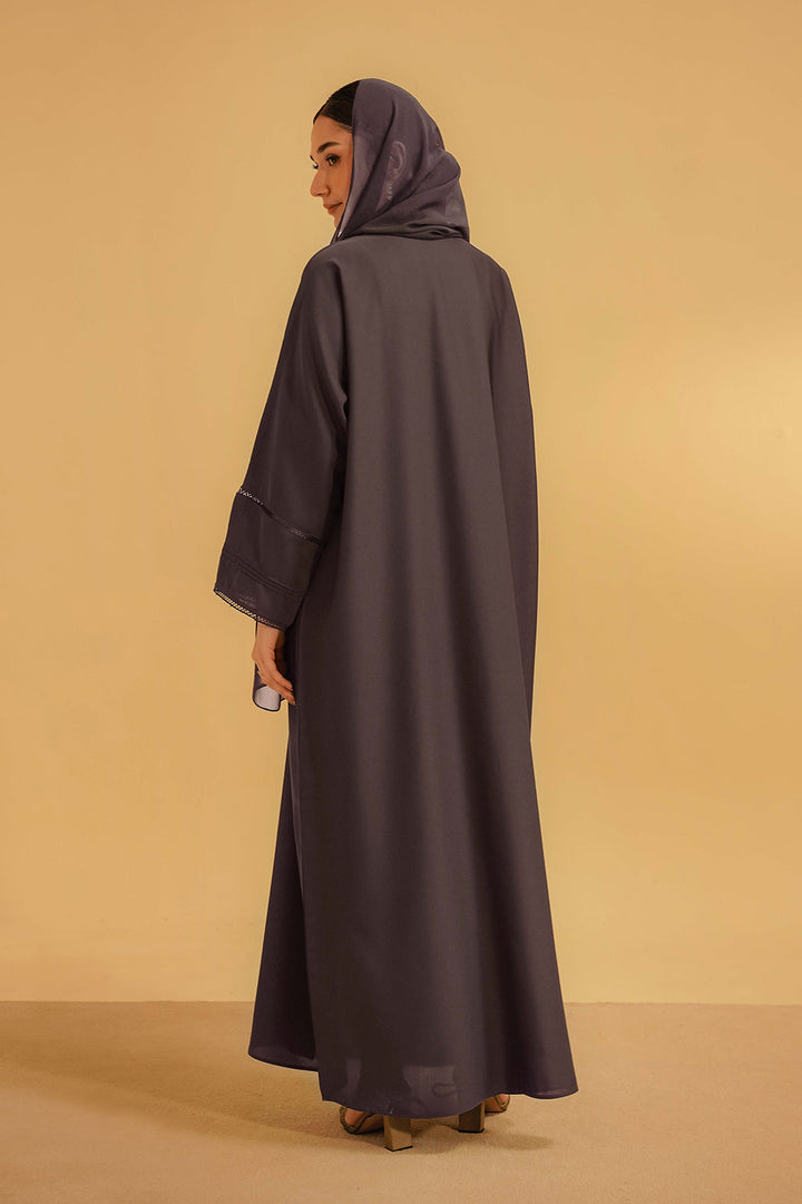 Divinely Crafted Women Pret Solids 1 Piece Georgette Basic Pleat Abaya Lavender - Summer Collection