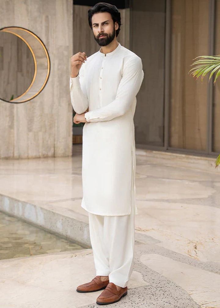 Siqafat by Buraq RTW Solids Wash N Wear 2 Piece Suit Opal White Casual Collection