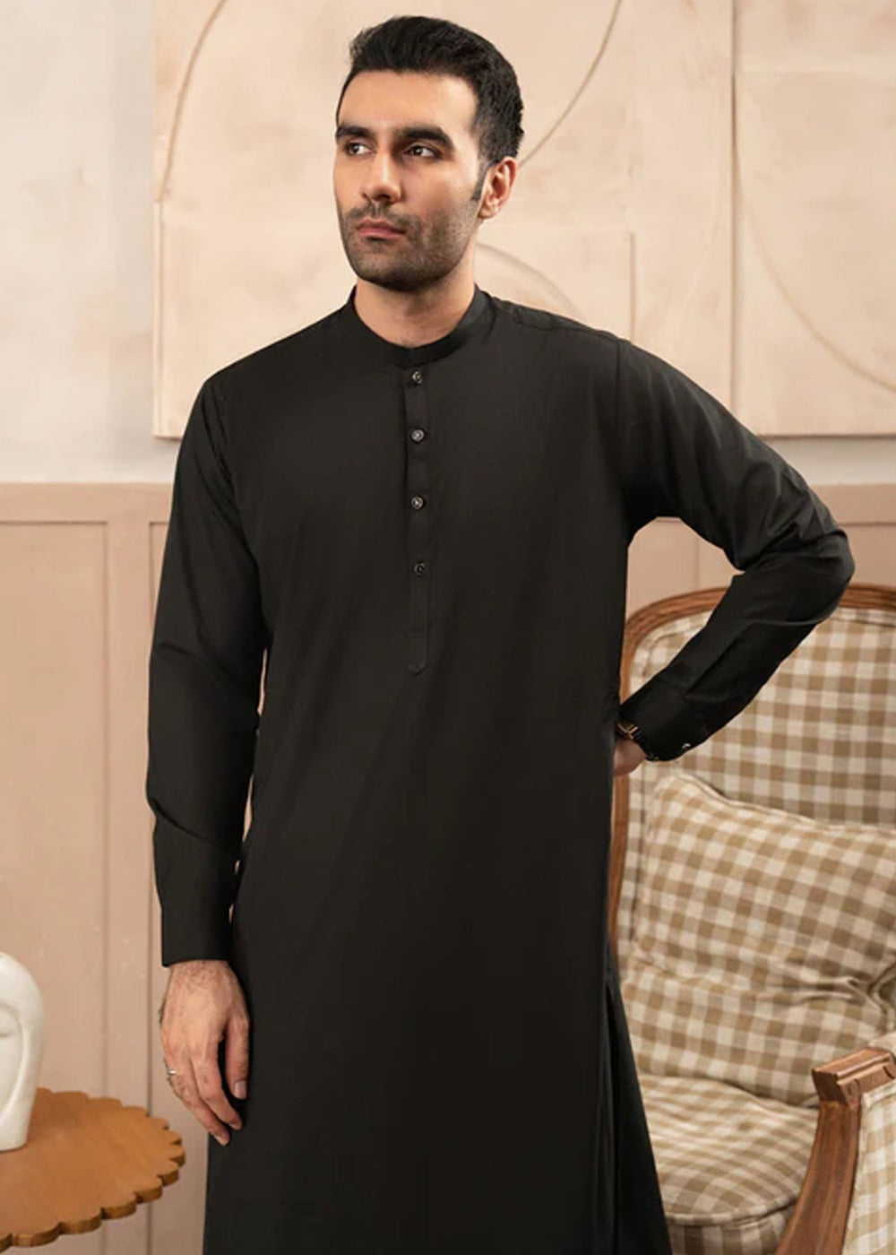 Siqafat by Buraq RTW Solids Wash N Wear 2 Piece Suit Black Casual Collection