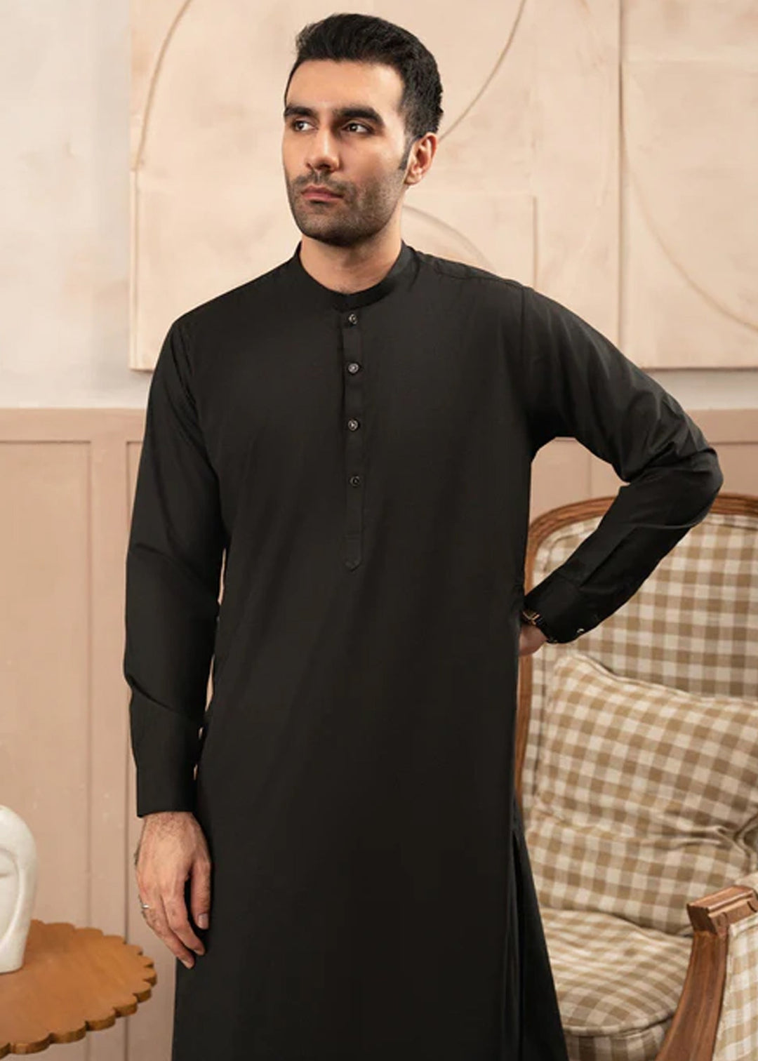 Siqafat by Buraq RTW Solids Wash N Wear 2 Piece Suit Black Casual Collection