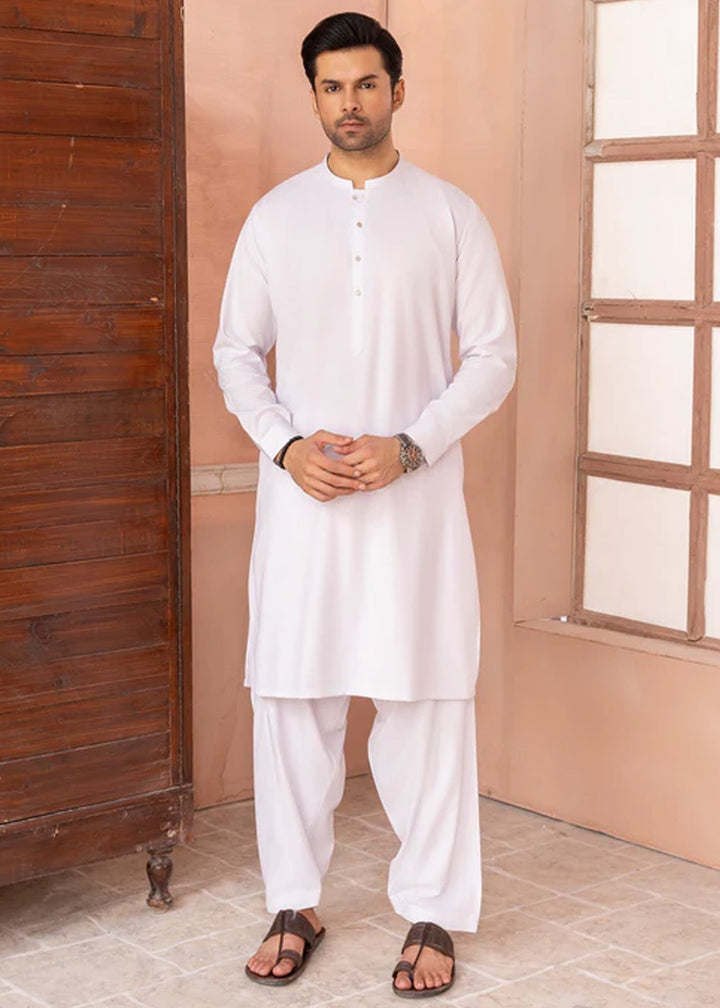 Siqafat by Buraq RTW Solids Wash N Wear 2 Piece Suit Pearl White Casual Collection