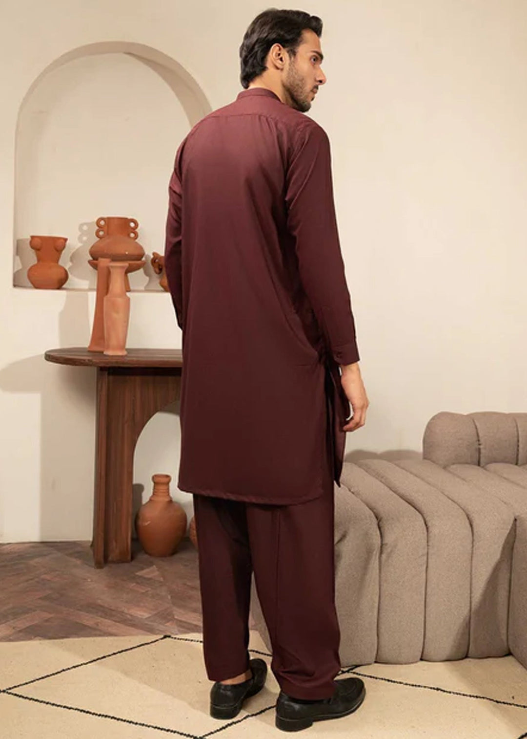 Farmanrawa by Buraq Mens RTW Embroidered Wash N Wear 2 Piece Suit Qasid Casual Collection