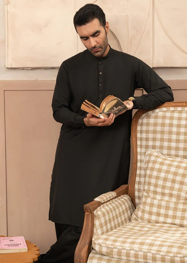 Siqafat by Buraq RTW Solids Wash N Wear 2 Piece Suit Black Casual Collection