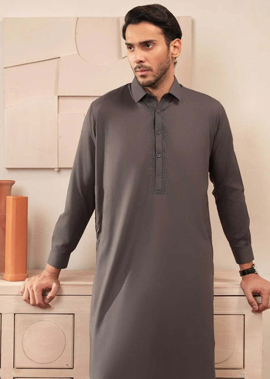 Farmanrawa by Buraq Mens RTW Embroidered Wash N Wear 2 Piece Suit Amarat Casual Collection