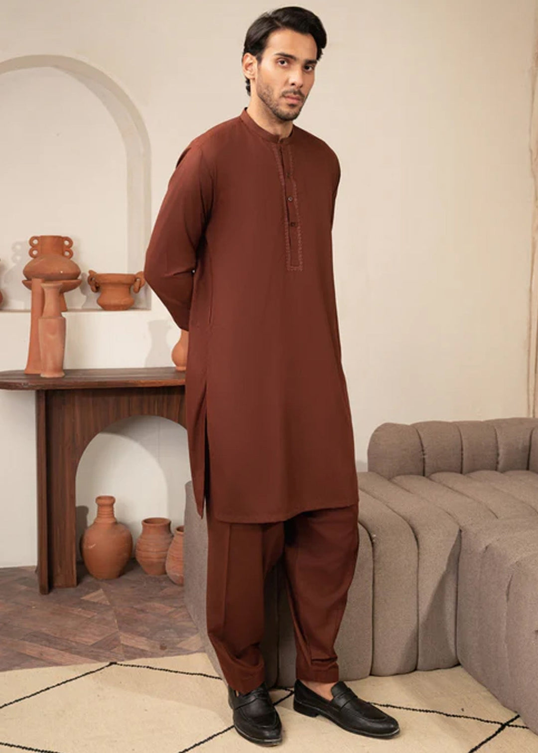 Junoon by Buraq Mens RTW Embroidered Wash N Wear 2 Piece Suit Naqsh Casual Collection