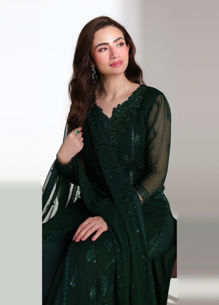 Ensembles by Azure Unstitched Embroidered Chiffon 3 Piece Suit AZ26UEF LEENA - Festive Collection