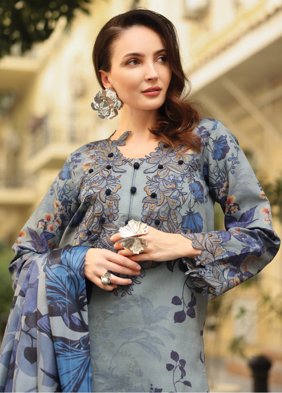 Lifestyle by Rang Rasiya Unstitched Embroidered Linen Suits 3 Piece RR25LW D-04 Audrey - Winter Collection