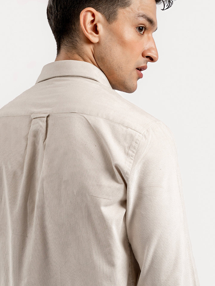 Brumano Ready To Wear Shirts Men 1 Piece Cotton Light Beige Corduroy Shirt 0-31-025-4480 - Summer Collection