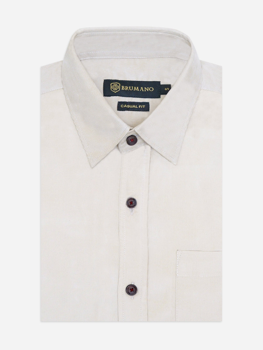 Brumano Ready To Wear Shirts Men 1 Piece Cotton Light Beige Corduroy Shirt 0-31-025-4480 - Summer Collection