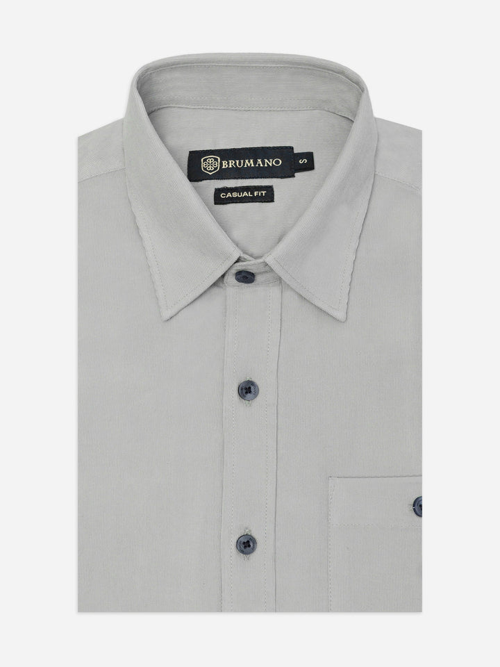 Brumano Ready To Wear Shirts Men 1 Piece Cotton Light Grey Corduroy Shirt 0-31-025-4169 - Summer Collection