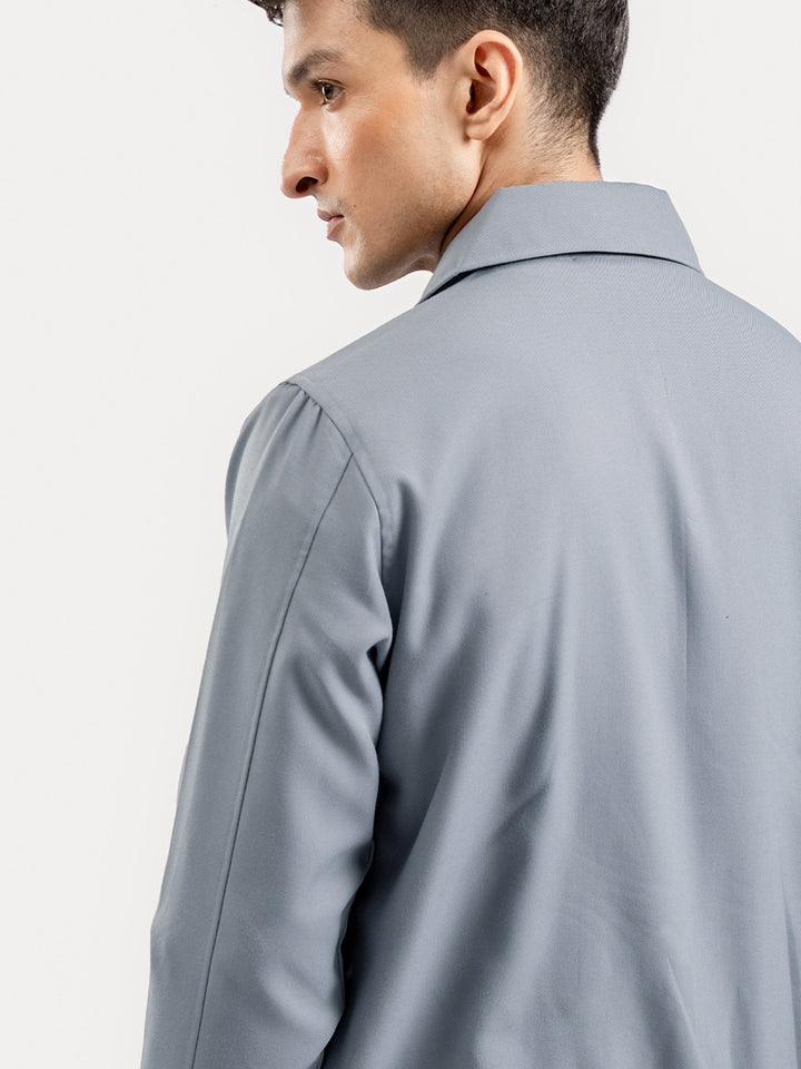 Brumano Ready To Wear Solids Cotton 1 Piece Men Navy Twill Harrington Jacket With Collar 0-11-025-4756 - Winter Collection