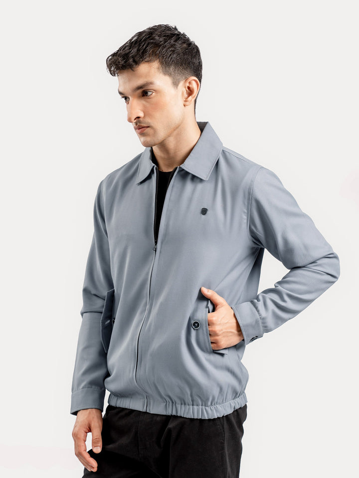 Brumano Mens RTW Solids Cotton Jacket Light Grey Harrington Jacket Winter Collection
